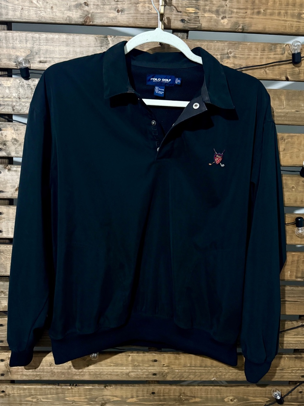 Vintage Polo Golf Ralph Lauren Windbreaker Pullover XL Black Golf Jacket